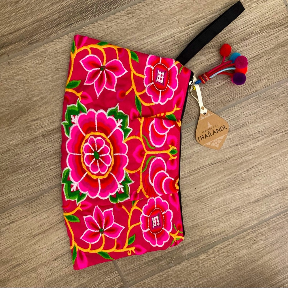 Embroidered Thai Clutch Wrist Purse Pouch